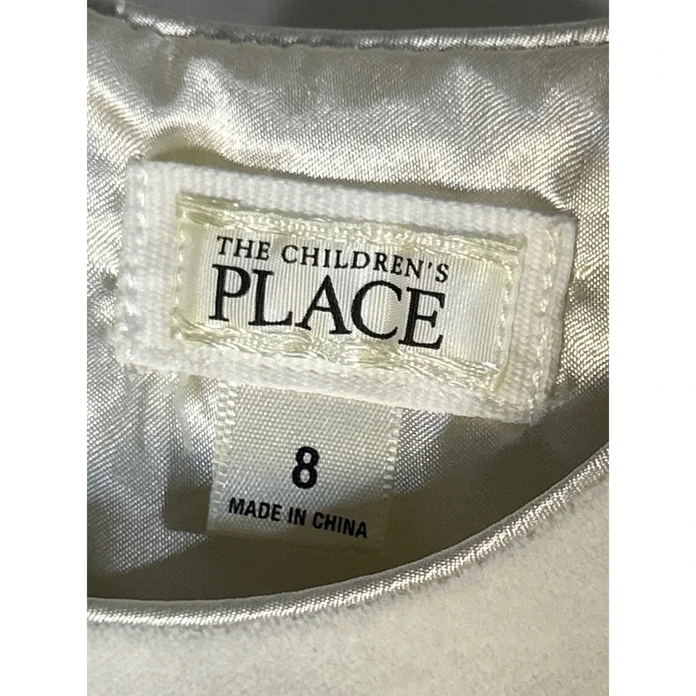 The Children's Place Girls White Sequin Party Dress Size 8‎ Sleeveless Sparkle